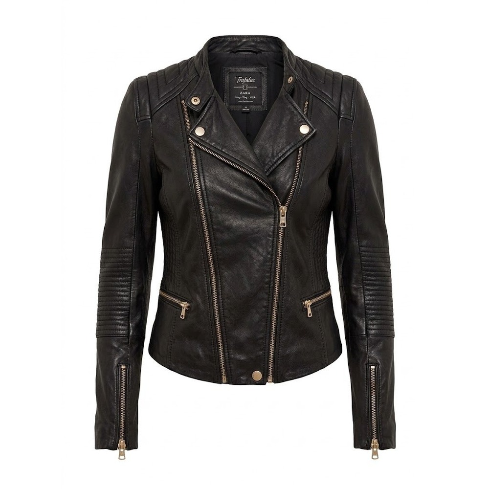 Zara Leather Biker Jacket Women M Black Trafaluc Moto Y2K Grunge Rocker Chic.
